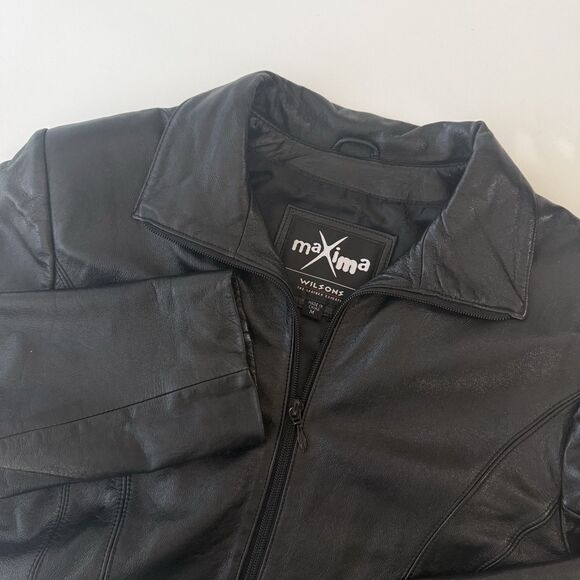 Wilsons Leather Jacket Womens Medium Full Zip Maxima Lined Coat Pockets - Picture 11 of 12